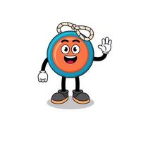 yoyo cartoon doing wave hand gesture vector