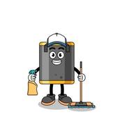 mascota del personaje del saco de boxeo como servicio de limpieza vector