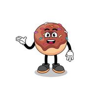 donuts cartoon with welcome pose vector