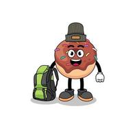 Illustration of donuts mascot as a hiker vector