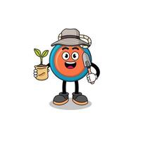 Illustration of yoyo cartoon holding a plant seed vector