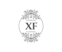 XF Initials letter Wedding monogram logos collection, hand drawn modern minimalistic and floral templates for Invitation cards, Save the Date, elegant identity for restaurant, boutique, cafe in vector