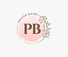 Initial PB feminine logo. Usable for Nature, Salon, Spa, Cosmetic and Beauty Logos. Flat Vector Logo Design Template Element.