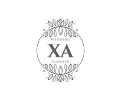 XA Initials letter Wedding monogram logos collection, hand drawn modern minimalistic and floral templates for Invitation cards, Save the Date, elegant identity for restaurant, boutique, cafe in vector