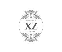 XZ Initials letter Wedding monogram logos collection, hand drawn modern minimalistic and floral templates for Invitation cards, Save the Date, elegant identity for restaurant, boutique, cafe in vector
