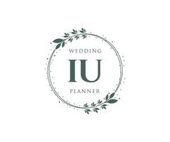 IU Initials letter Wedding monogram logos collection, hand drawn modern minimalistic and floral templates for Invitation cards, Save the Date, elegant identity for restaurant, boutique, cafe in vector