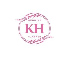 KH Initials letter Wedding monogram logos collection, hand drawn modern minimalistic and floral templates for Invitation cards, Save the Date, elegant identity for restaurant, boutique, cafe in vector
