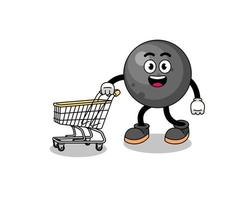 Cartoon of cannon ball holding a shopping trolley vector