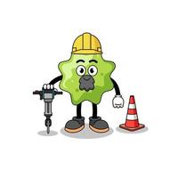 caricatura de personaje de splat trabajando en la construcción de carreteras vector