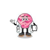 Cartoon mascot of ice cream scoop doctor vector