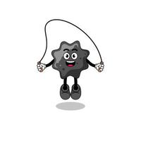 ink mascot cartoon is playing skipping rope vector