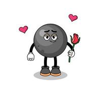 cannon ball mascot falling in love vector