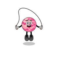 ice cream scoop mascot cartoon is playing skipping rope vector