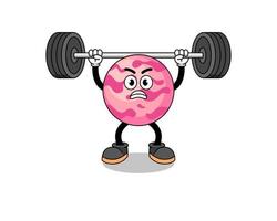 ice cream scoop mascot cartoon lifting a barbell vector