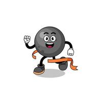 Mascot cartoon of cannon ball running on finish line vector