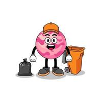 Illustration of ice cream scoop cartoon as a garbage collector vector