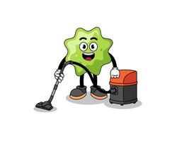 Character mascot of splat holding vacuum cleaner vector