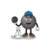 Mascot of cannon ball as a bowling player vector