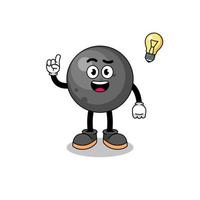 cannon ball cartoon with get an idea pose vector