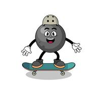 cannon ball mascot playing a skateboard vector