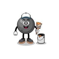 Character mascot of cannon ball as a painter vector