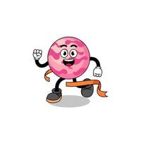 Mascot cartoon of ice cream scoop running on finish line vector