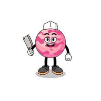 Mascot of ice cream scoop as a butcher vector