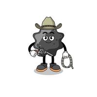 mascota del personaje de tinta como un vaquero vector