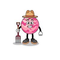 Cartoon mascot of ice cream scoop farmer vector