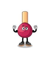 Mascot cartoon of matches posing with muscle vector