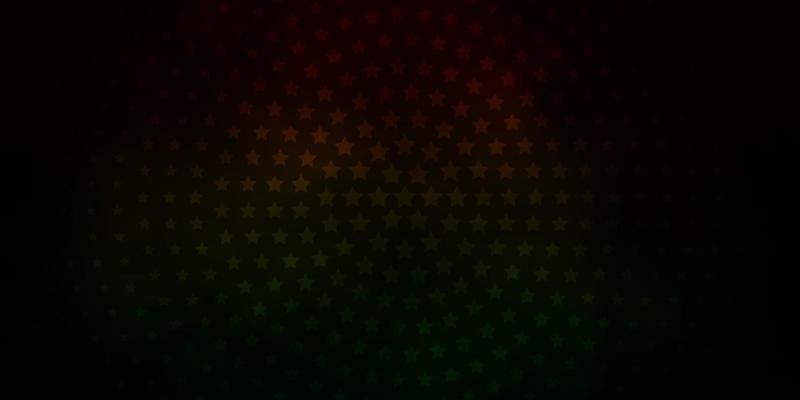 Dark Green, Red vector texture with beautiful stars.