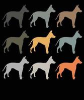 American hairless terrier Multiple Color Silhouetted T-shirt vector