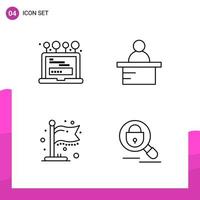 Outline Icon set. Pack of 4 Line Icons isolated on White Background for responsive Website Design Print and Mobile Applications. vector