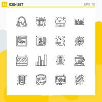 Set of 16 Commercial Outlines pack for coding internet internet browser up Editable Vector Design Elements