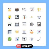 Set of 25 Modern UI Icons Symbols Signs for bee internet cake coding movie reel Editable Vector Design Elements