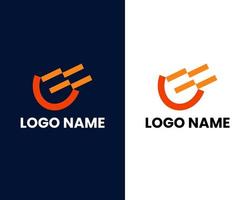 letter u with road sign modern business logo design template vector