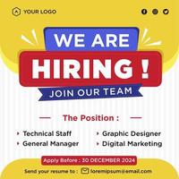 We are hiring social media post promotion vector