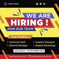 We are hiring social media post promotion vector