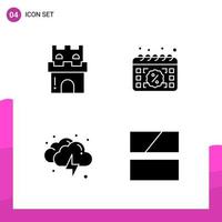 Glyph Icon set. Pack of 4 Solid Icons isolated on White Background for responsive Website Design Print and Mobile Applications. vector