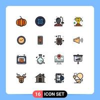 Set of 16 Modern UI Icons Symbols Signs for timer watch fencing success cup Editable Creative Vector Design Elements