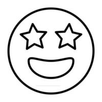 Superstar emoticon with starry eyes icon vector star emoji sign for graphic design, logo, website, social media, mobile app, UI illustratio