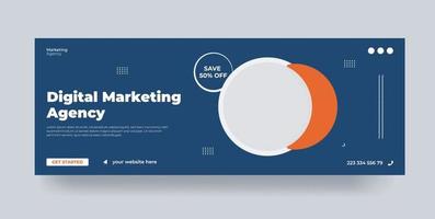 Diseño de banner de plantilla de marketing digital para redes sociales, línea de tiempo de promoción de marketing de negocios digitales, plantilla de portada de Facebook y redes sociales vector