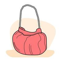 Freehand line art of womens handbag silhouette. Piece of clothing. Accessory vector