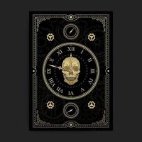 Clock or watch with a skull. Illustration of death vector