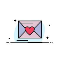 Mail Love Heart Wedding Business Logo Template Flat Color vector