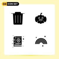 4 Creative Icons for Modern website design and responsive mobile apps. 4 Glyph Symbols Signs on White Background. 4 Icon Pack. vector