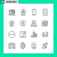 Pack of 16 Line Style Icon Set. Outline Symbols for print. Creative Signs Isolated on White Background. 16 Icon Set.
