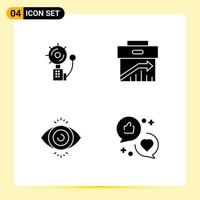 4 Creative Icons Modern Signs and Symbols of alarm marketing fire business search Editable Vector Design Elements