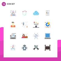 paquete de 16 signos y símbolos modernos de colores planos para medios de impresión web, como herramientas comerciales de usuario, informes comerciales, paquete editable de elementos creativos de diseño de vectores