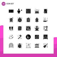 25 Universal Solid Glyph Signs Symbols of city tablet computer ipad empire Editable Vector Design Elements